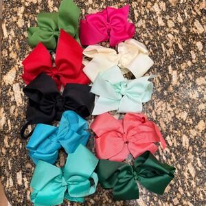 Kids 6" Hair Bows Set Multi Color Grosgrain Ribbon Clips for Girls Toddlers